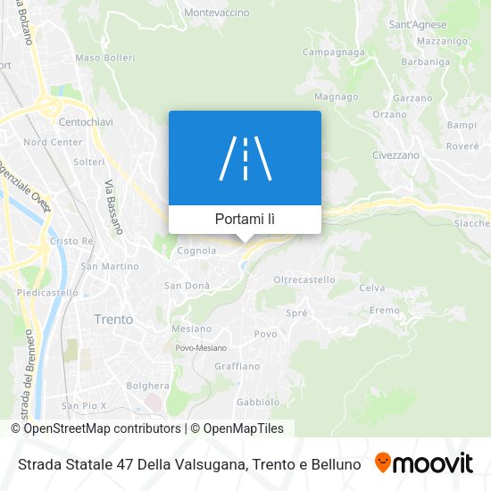Mappa Strada Statale 47 Della Valsugana