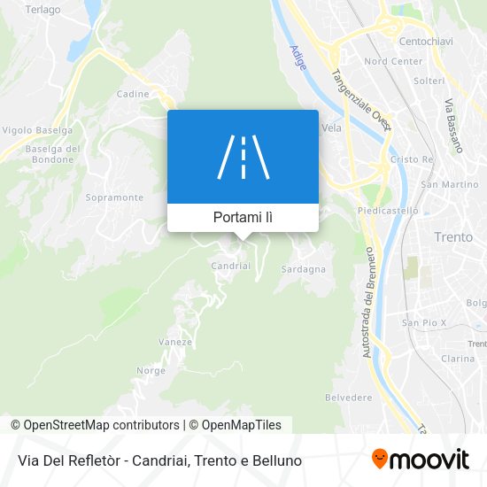 Mappa Via Del Refletòr - Candriai