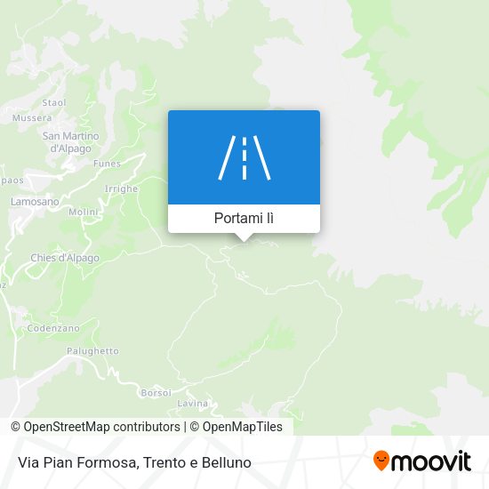 Mappa Via Pian Formosa