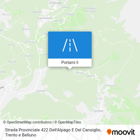 Mappa Strada Provinciale 422 Dell'Alpago E Del Cansiglio