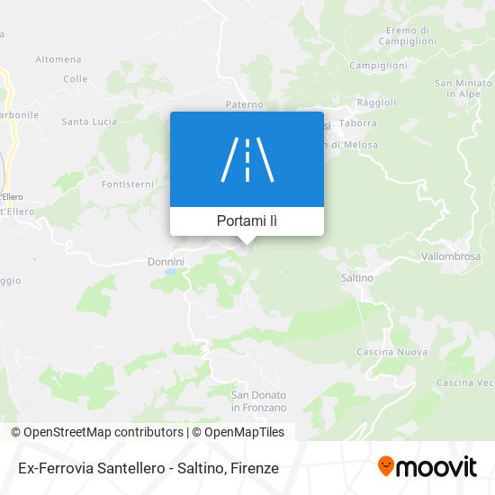 Mappa Ex-Ferrovia Santellero - Saltino