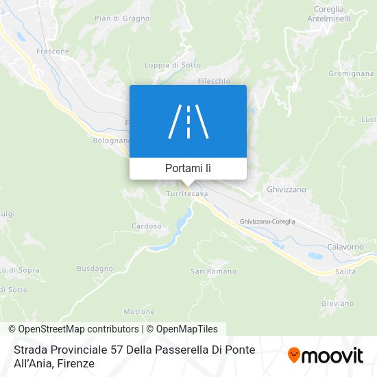 Mappa Strada Provinciale 57 Della Passerella Di Ponte All’Ania