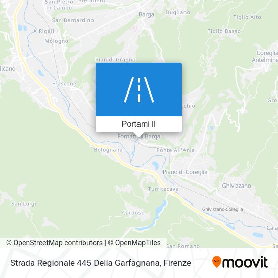 Mappa Strada Regionale 445 Della Garfagnana