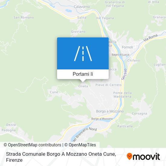 Mappa Strada Comunale Borgo A Mozzano Oneta Cune