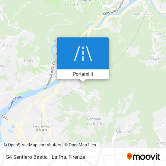Mappa S4 Sentiero Bastia - La Pra