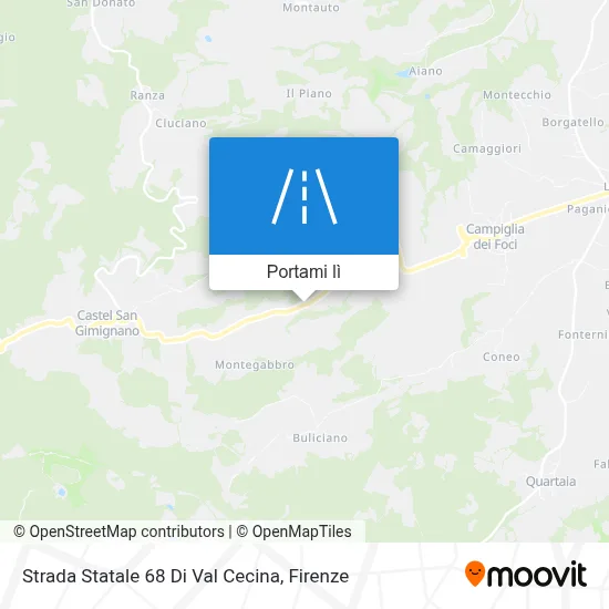 Mappa Strada Statale 68 Di Val Cecina