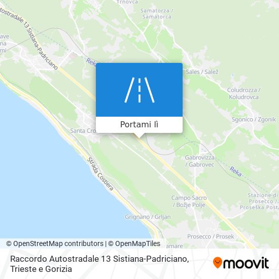 Mappa Raccordo Autostradale 13 Sistiana-Padriciano