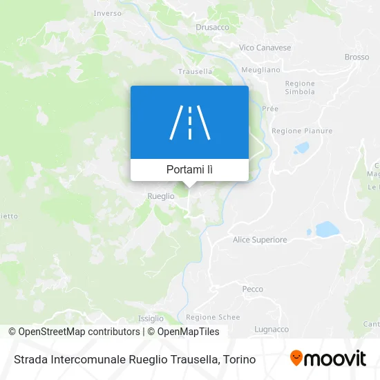 Mappa Strada Intercomunale Rueglio Trausella