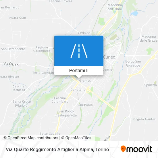 Mappa Via Quarto Reggimento Artiglieria Alpina