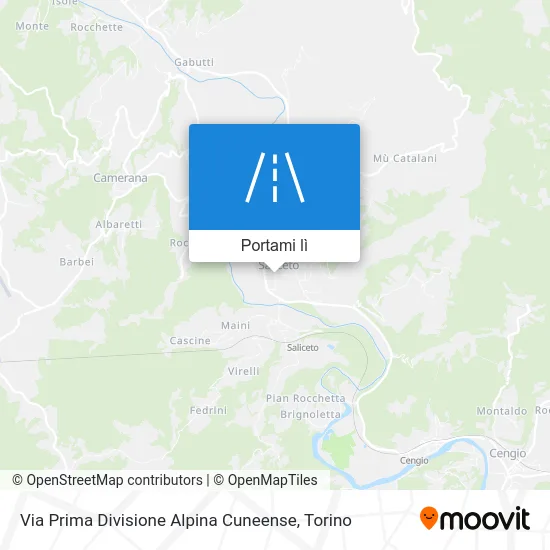 Mappa Via Prima Divisione Alpina Cuneense