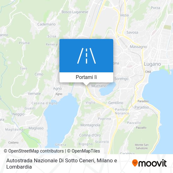 Mappa Autostrada Nazionale Di Sotto Ceneri