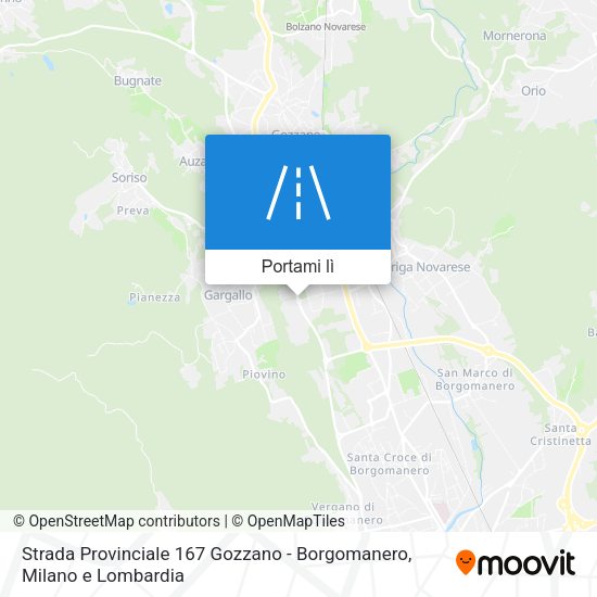 Mappa Strada Provinciale 167 Gozzano - Borgomanero