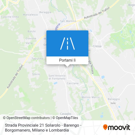 Mappa Strada Provinciale 21 Solarolo - Barengo - Borgomanero