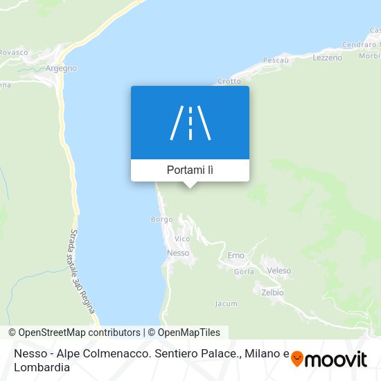 Mappa Nesso - Alpe Colmenacco. Sentiero Palace.
