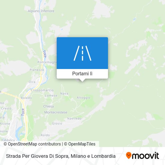 Mappa Strada Per Giovera Di Sopra