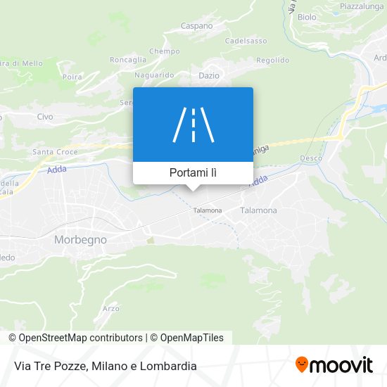 Mappa Via Tre Pozze