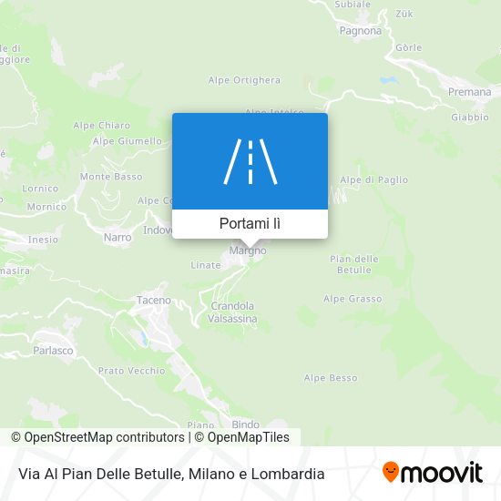 Mappa Via Al Pian Delle Betulle