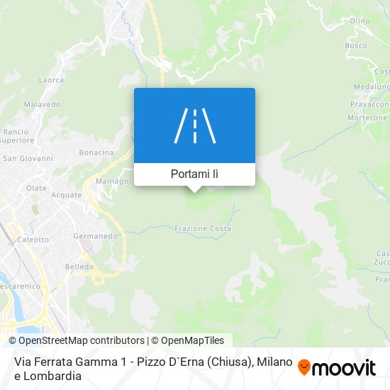 Mappa Via Ferrata Gamma 1 - Pizzo D`Erna (Chiusa)