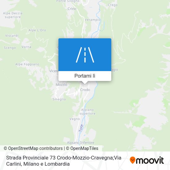 Mappa Strada Provinciale 73 Crodo-Mozzio-Cravegna;Via Carlini
