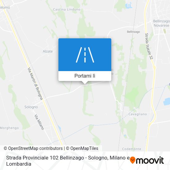Mappa Strada Provinciale 102 Bellinzago - Sologno