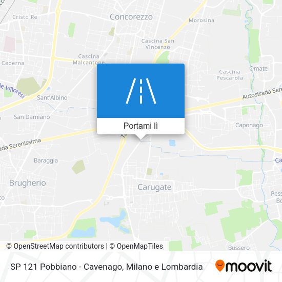 Mappa SP 121 Pobbiano - Cavenago