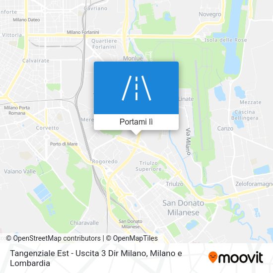 Mappa Tangenziale Est - Uscita 3 Dir Milano