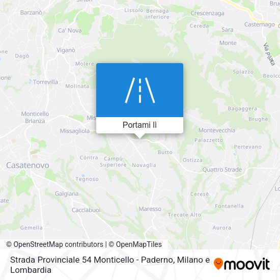 Mappa Strada Provinciale 54 Monticello - Paderno