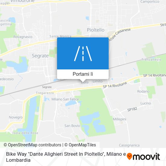 Mappa Bike Way "Dante Alighieri Street In Pioltello"