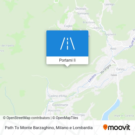 Mappa Path To Monte Barzaghino