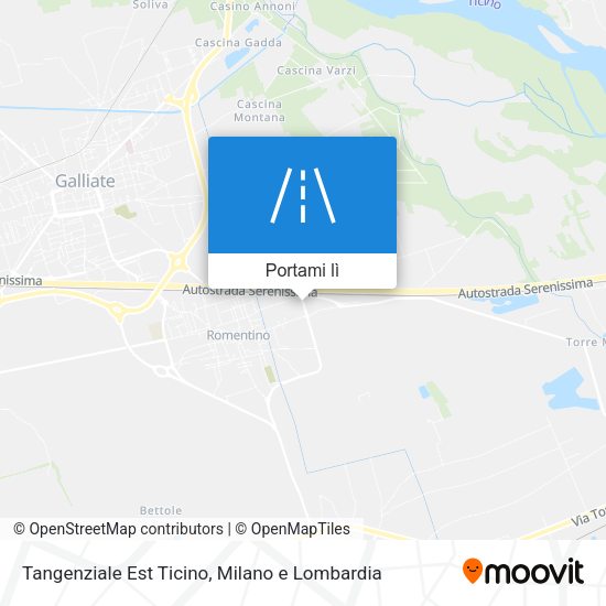 Mappa Tangenziale Est Ticino