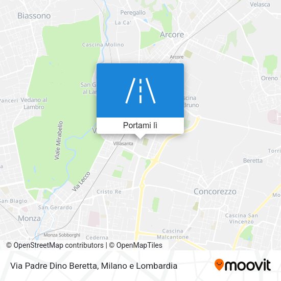Mappa Via Padre Dino Beretta