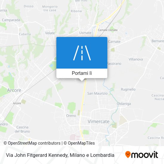 Mappa Via John Fitgerard Kennedy
