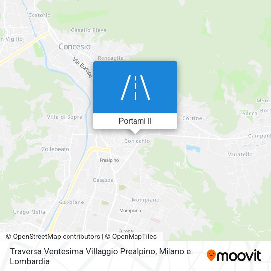 Mappa Traversa Ventesima Villaggio Prealpino
