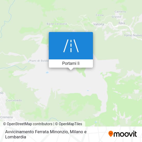 Mappa Avvicinamento Ferrata Minonzio