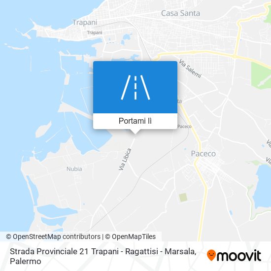 Mappa Strada Provinciale 21 Trapani - Ragattisi - Marsala