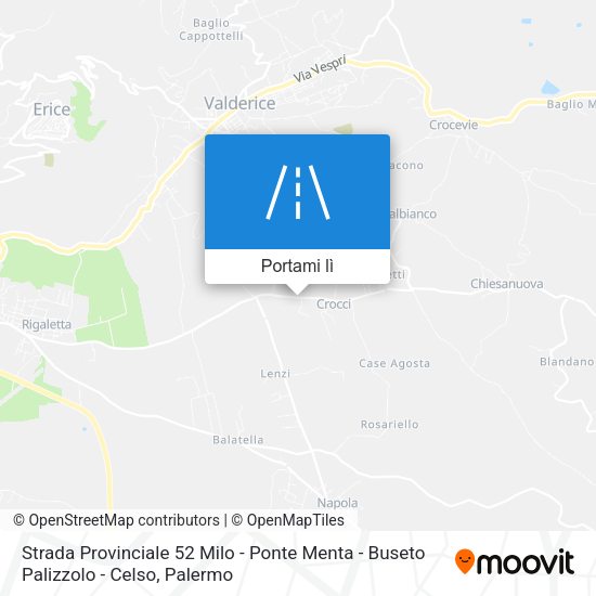 Mappa Strada Provinciale 52 Milo - Ponte Menta - Buseto Palizzolo - Celso