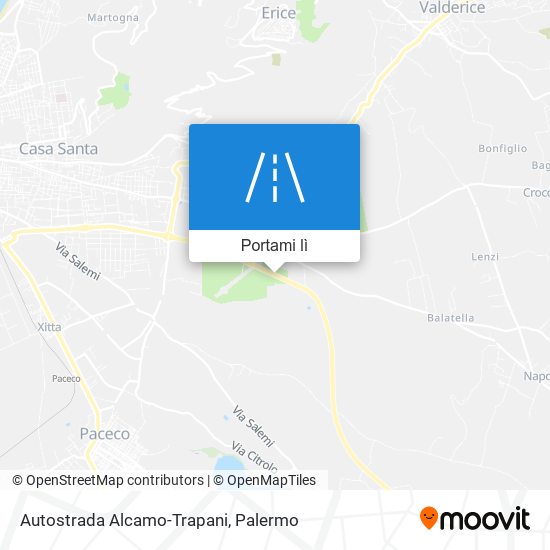 Mappa Autostrada Alcamo-Trapani