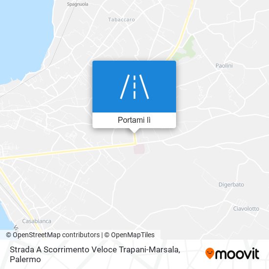 Mappa Strada A Scorrimento Veloce Trapani-Marsala