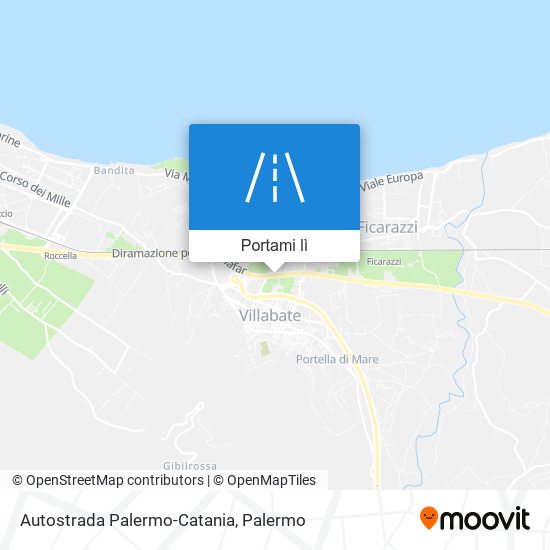 Mappa Autostrada Palermo-Catania