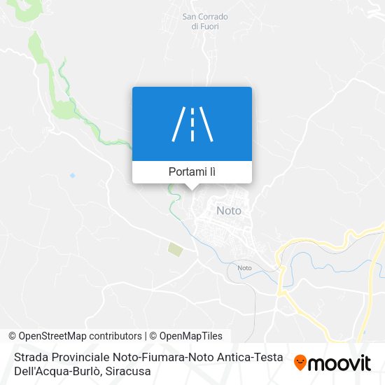 Mappa Strada Provinciale Noto-Fiumara-Noto Antica-Testa Dell'Acqua-Burlò
