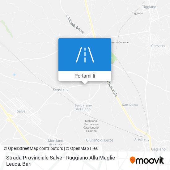 Mappa Strada Provinciale Salve - Ruggiano Alla Maglie - Leuca