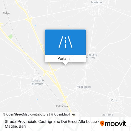 Mappa Strada Provinciale Castrignano Dei Greci Alla Lecce - Maglie