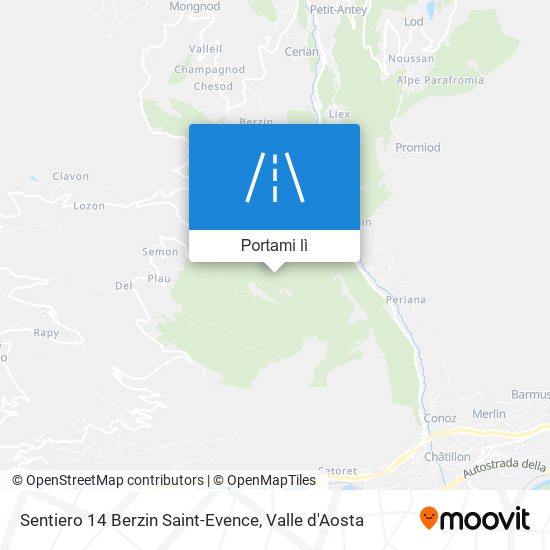 Mappa Sentiero 14 Berzin Saint-Evence
