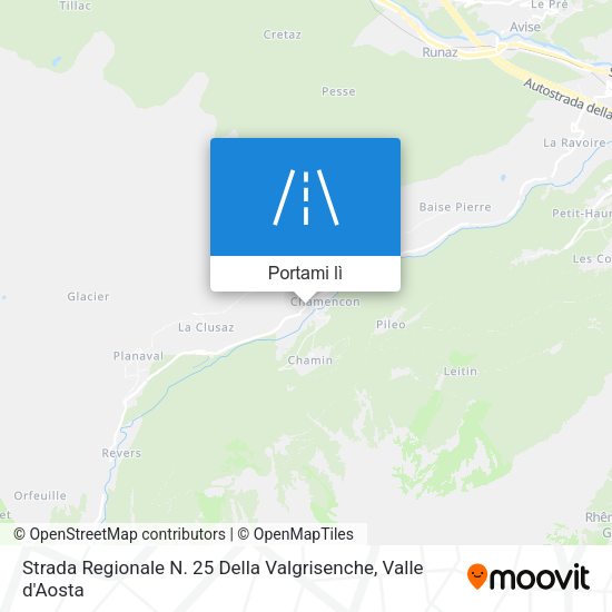 Mappa Strada Regionale N. 25 Della Valgrisenche