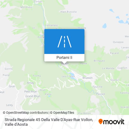 Mappa Strada Regionale 45 Della Valle D'Ayas-Rue Vollon