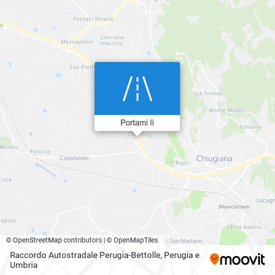 Mappa Raccordo Autostradale Perugia-Bettolle
