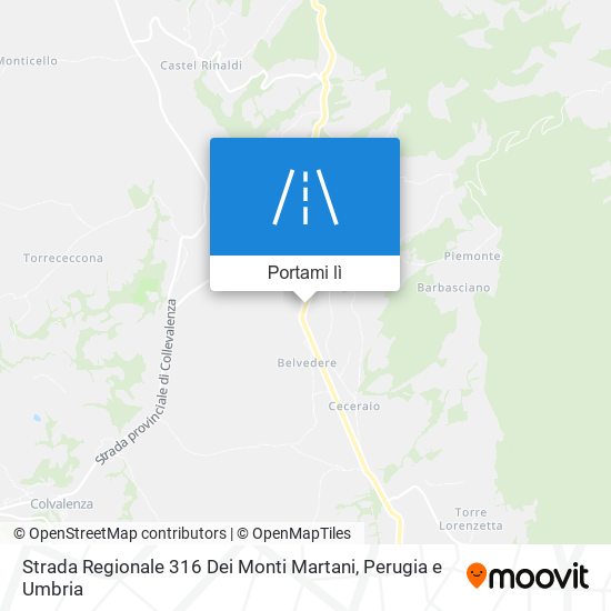 Mappa Strada Regionale 316 Dei Monti Martani