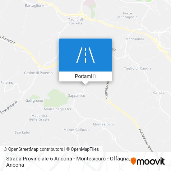 Mappa Strada Provinciale 6 Ancona - Montesicuro - Offagna