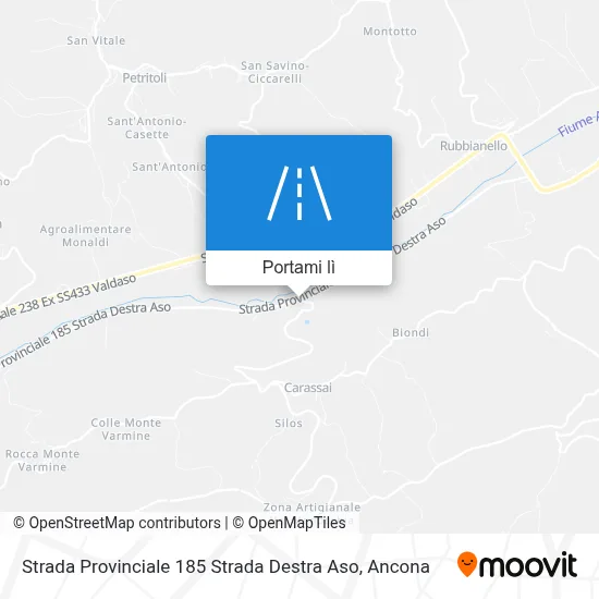 Mappa Strada Provinciale 185 Strada Destra Aso