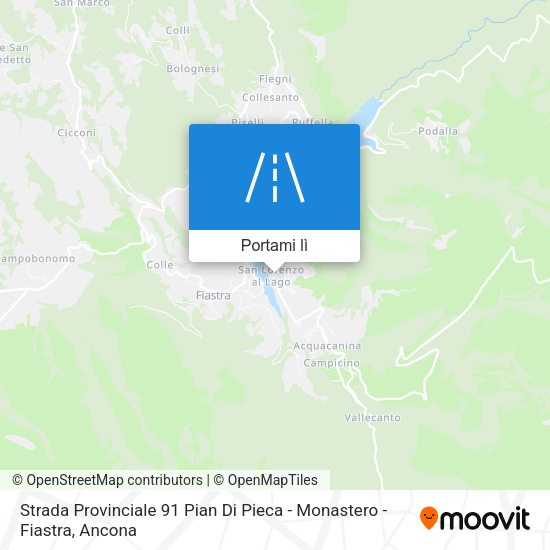 Mappa Strada Provinciale 91 Pian Di Pieca - Monastero - Fiastra